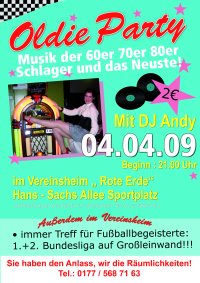 Oldieparty mit DJ Andy im Vereinsheim "Rote Erde"